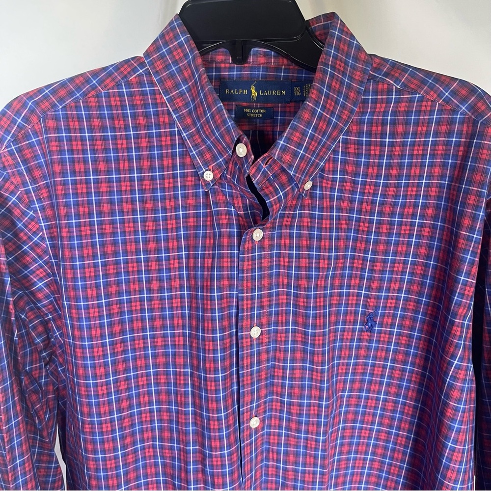 Ralph Lauren‎ Men's Long Sleeve Button Down Plaid Checkered Shirt Red/Blue XXL
